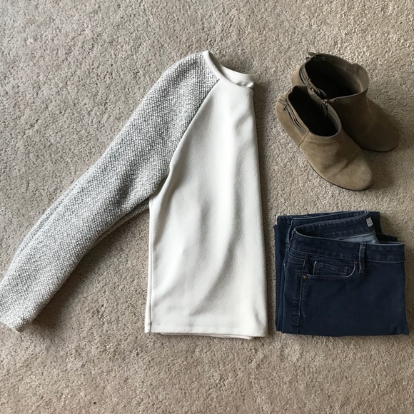 {LOFT} Two Tone Sweater/Long Sleeve Top, M - Picture 2 of 7